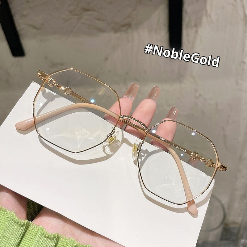 Rose Gold Frameless Polygon Anti-blue Light Ladies Glasses