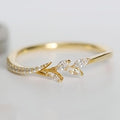 Minimalist Leaf Zirconia Ring for Women – Elegant Engagement Jewelry