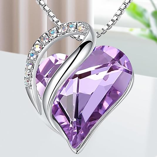 Infinity Love Heart Pendant Necklace – Birthstone Crystal for Women