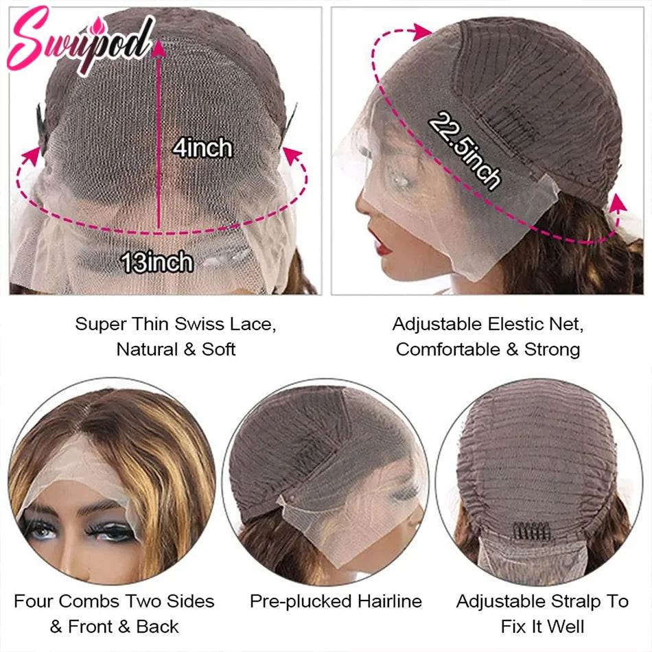 250% 360 Full Lace Piano Highlight Ombre Wig 13x6 HD Lace Frontal Wig 13x4 Front Deep Curly Remy Human Hair Glueless PrePlucked