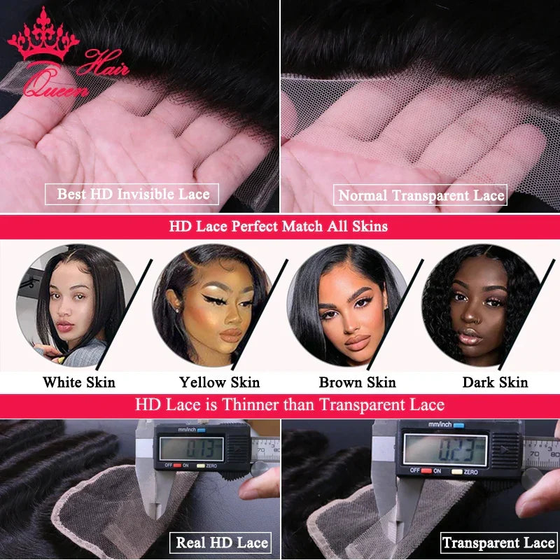 Queen Hair Loose Deep Real HD Lace Wig Raw Hair Pre Plucked Full Frontal 13x6 13x4 5x5 6x6 Closure Melt Skin Lace HD Lace Wig