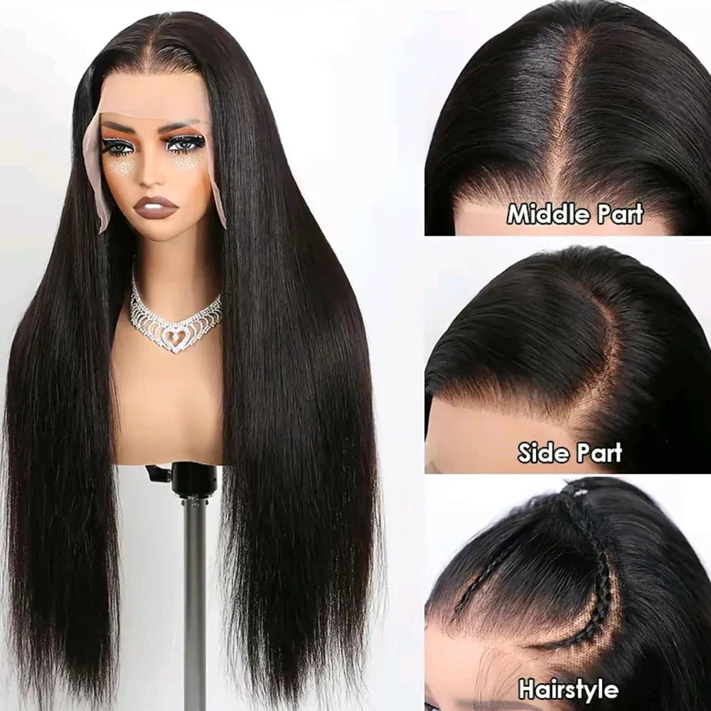 42 44 Inch Lace Front Human Hair Wigs 13x4 13x6 Transparent Lace Bone Straight Wig Brazilian 250 Density Frontal Wigs For Women